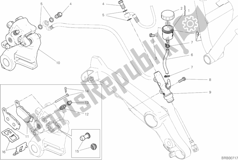 Alle onderdelen voor de Achter Remsysteem van de Ducati Monster 797 Thailand 2020